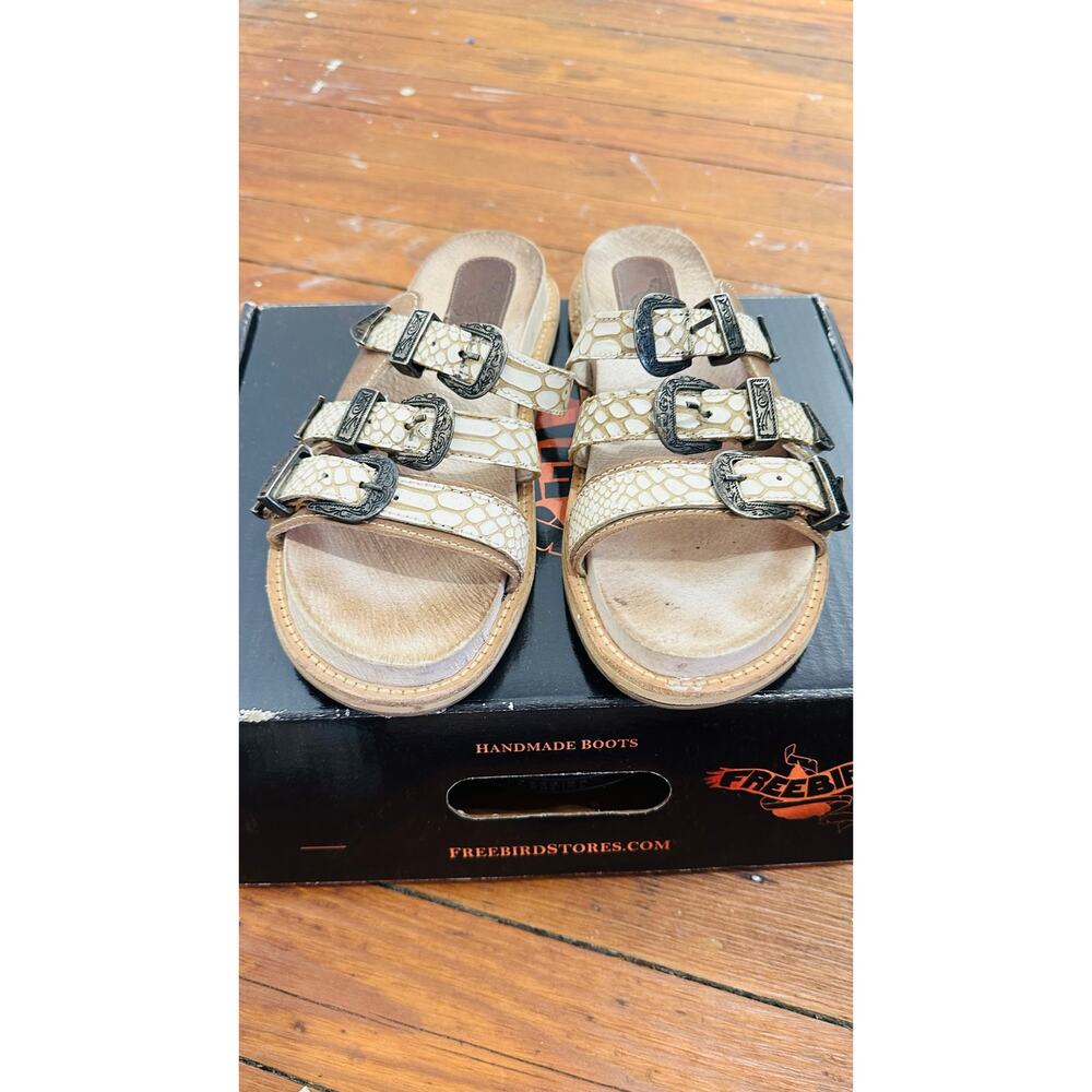 FREEBIRD Franki Tan Cream Three Adjustable Strap Open Toe Sandals size 10